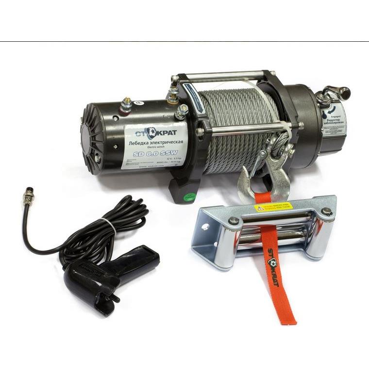 Лебедка электрическая автомобильная СТОКРАТ SD 8.0 SSW (короткий барабан), 12V, 5.5 л.с. Лебедка электрическая автомобильная СТОКРАТ SD 8.0 SSW (короткий барабан), 12V, 5.5 л.с.