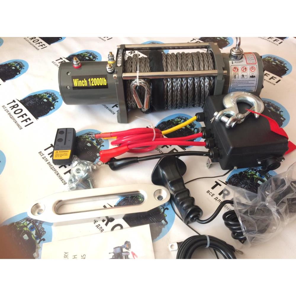 Лебёдка электрическая 12V Electric Winch 12000 lbs 5443 кг (влагозащищенная) синт. трос Лебёдка электрическая 12V Electric Winch 12000 lbs 5443 кг (влагозащищенная) синт. трос