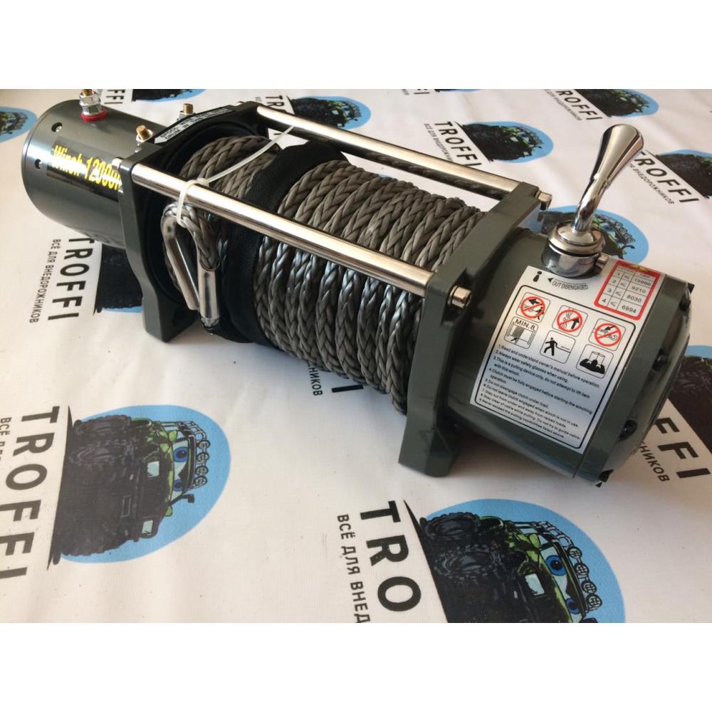 Лебёдка электрическая 12V Electric Winch 12000 lbs 5443 кг (влагозащищенная) синт. трос Лебёдка электрическая 12V Electric Winch 12000 lbs 5443 кг (влагозащищенная) синт. трос
