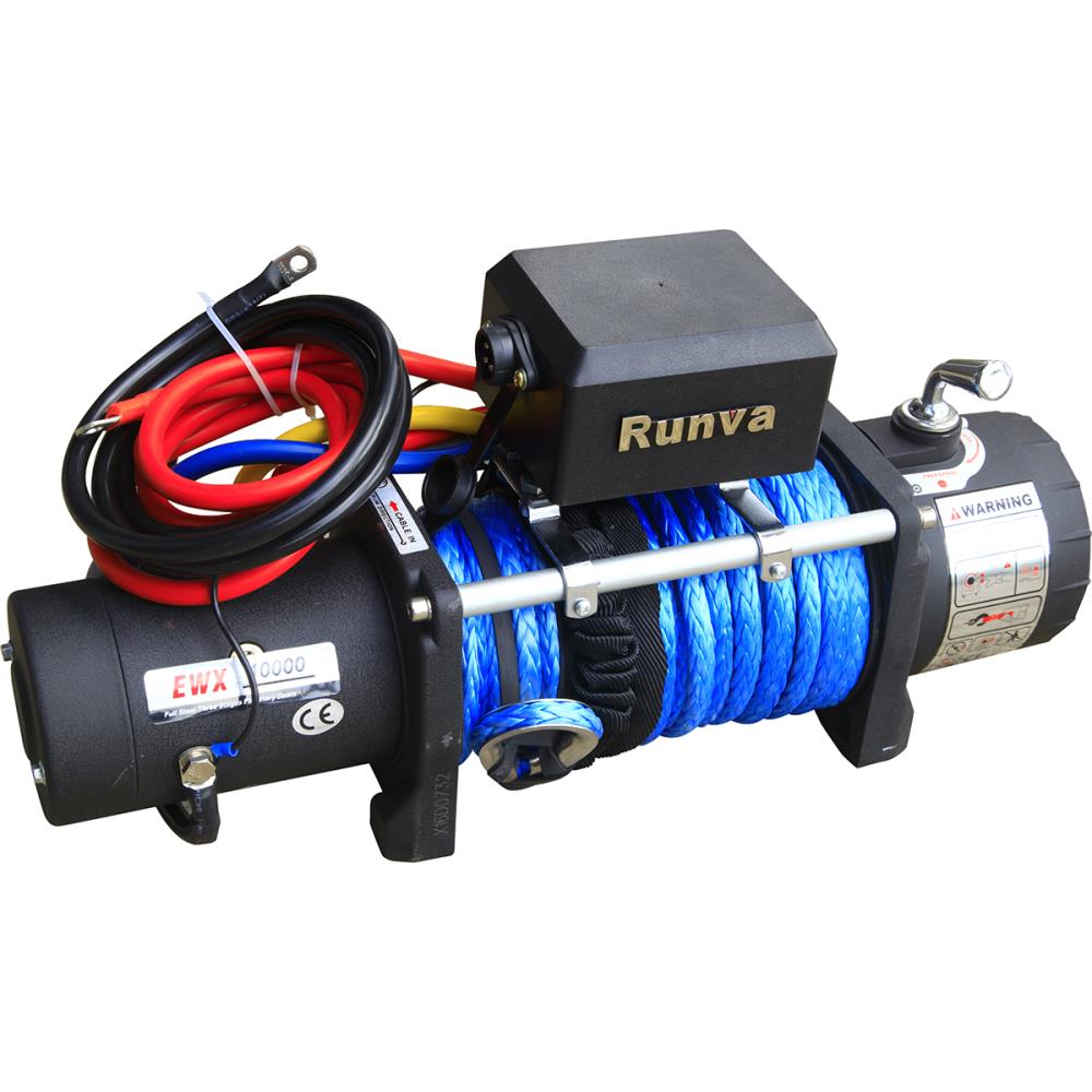 Лебёдка электрическая 12V Runva 10000 lbs 4500 кг (синтетический трос) Лебёдка электрическая 12V Runva 10000 lbs 4500 кг (синтетический трос)