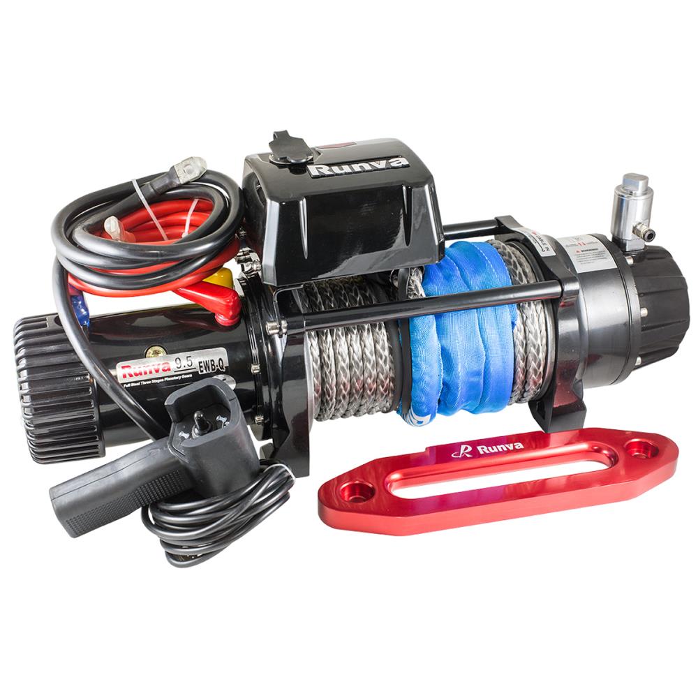 Лебёдка электрическая 12V Runva 9500 lbs 4350 кг влагозащищенная, синтетический трос, пневмороспуск Лебёдка электрическая 12V Runva 9500 lbs 4350 кг влагозащищенная, синтетический трос, пневмороспуск