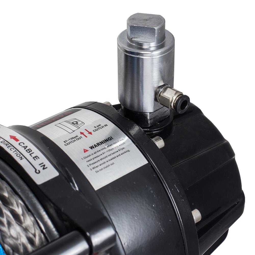 Лебёдка электрическая 12V Runva 9500 lbs 4350 кг влагозащищенная, синтетический трос, пневмороспуск Лебёдка электрическая 12V Runva 9500 lbs 4350 кг влагозащищенная, синтетический трос, пневмороспуск