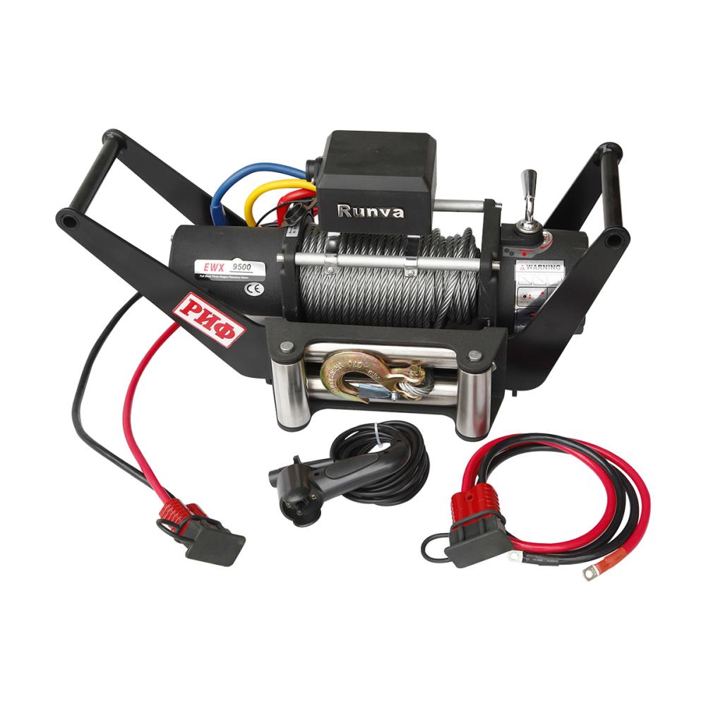 Лебёдка переносная РИФ 9500 c площадкой в квадрат для фаркопа и проводами (в сборе) Лебёдка переносная РИФ 9500 c площадкой в квадрат для фаркопа и проводами (в сборе)