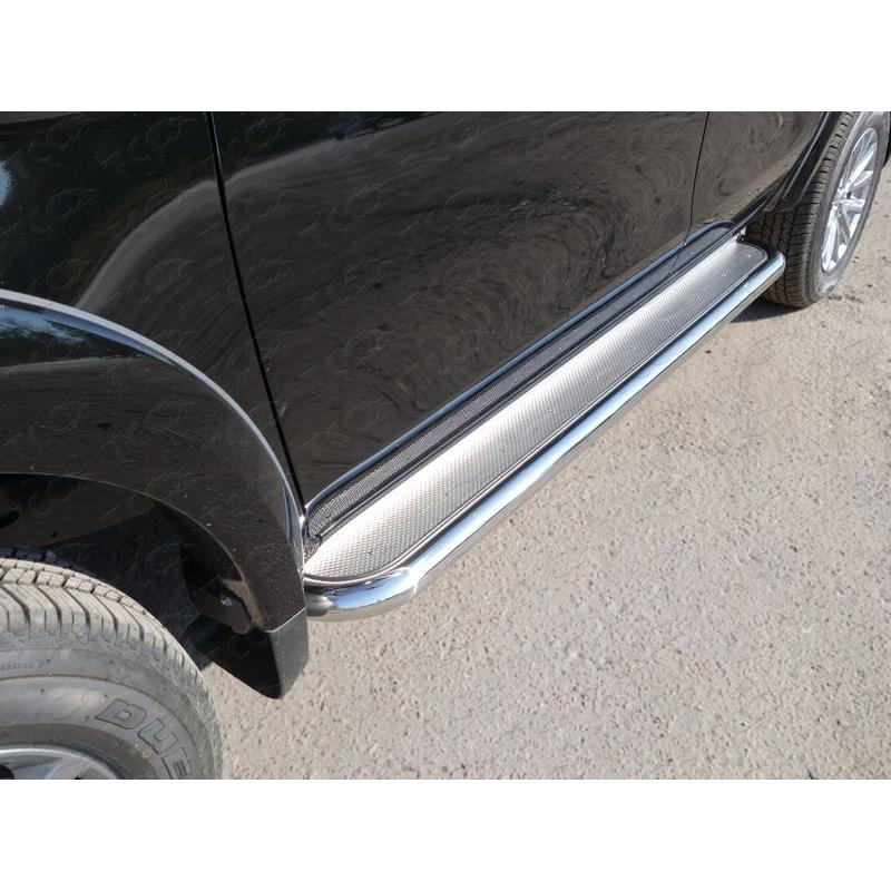 Пороги с площадкой (нерж. лист) 60,3 мм FIAT Fullback Пороги с площадкой (нерж. лист) 60,3 мм FIAT Fullback