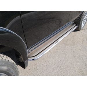 Пороги с площадкой (нерж. лист) 75х42 мм FIAT Fullback