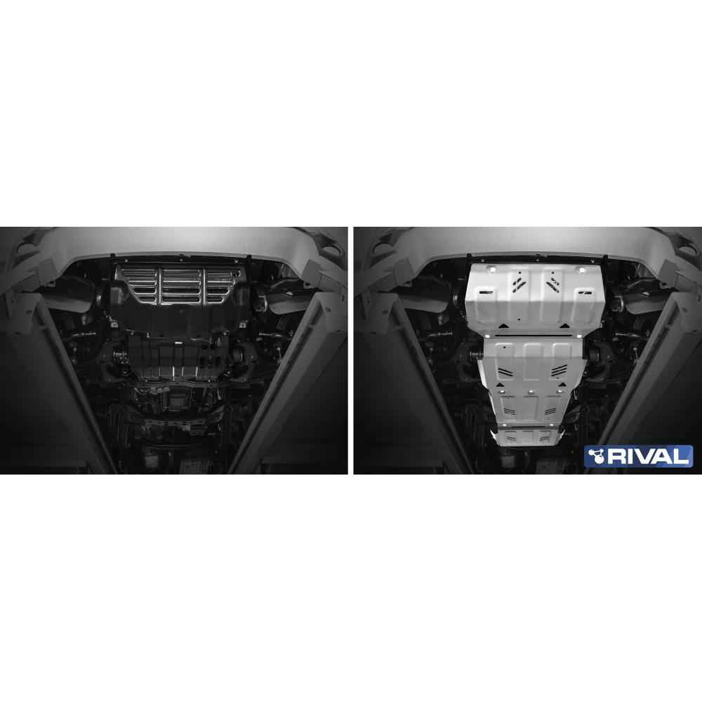 Защита алюминиевая "Rival" для радиатора, картера, КПП и РК Fiat Fullback 2016-2019